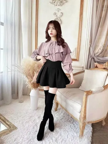 Юбка женская в японском стиле, облегающая короткая плиссированная мини-юбка-брюки с эластичным поясом, в Стиле Лолита, черная, весна-осень