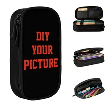 DIY Your Picture Pencil Case Customized Gift Pencil Box Pen Box for Student Large Storage Bag School Supplies Zipper Stationery