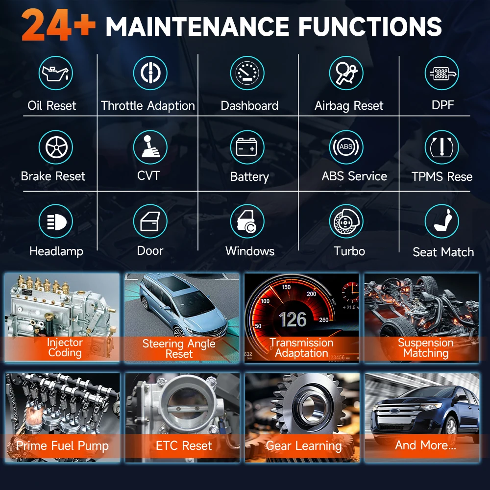 Foxwell GT60 OBD2 Automotivo Scanner Professional ABS SAS TPMS Active Test A/F Oil DPF EPB 24+ Сброс все системы