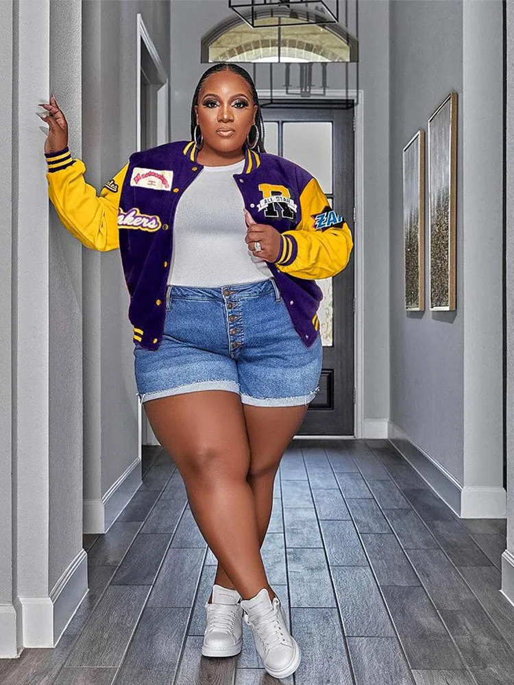 Plus Size Outwears Winter Baseball Jacket Women Top Coat External Clothing with Large Sizes Bomer Jacket Wholesale Dropshipping