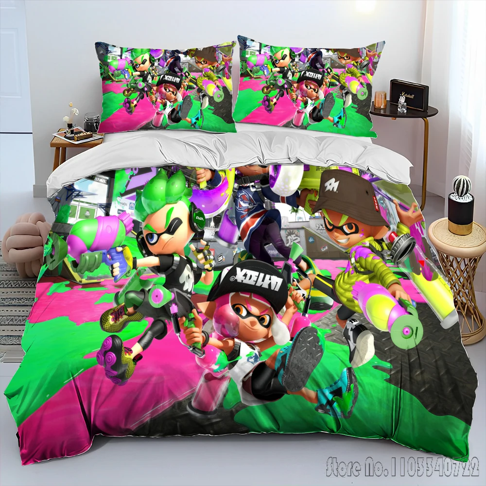 S-Splatoon игровой мультяшный комплект пододеяльников HD одеяло покрывало для детей