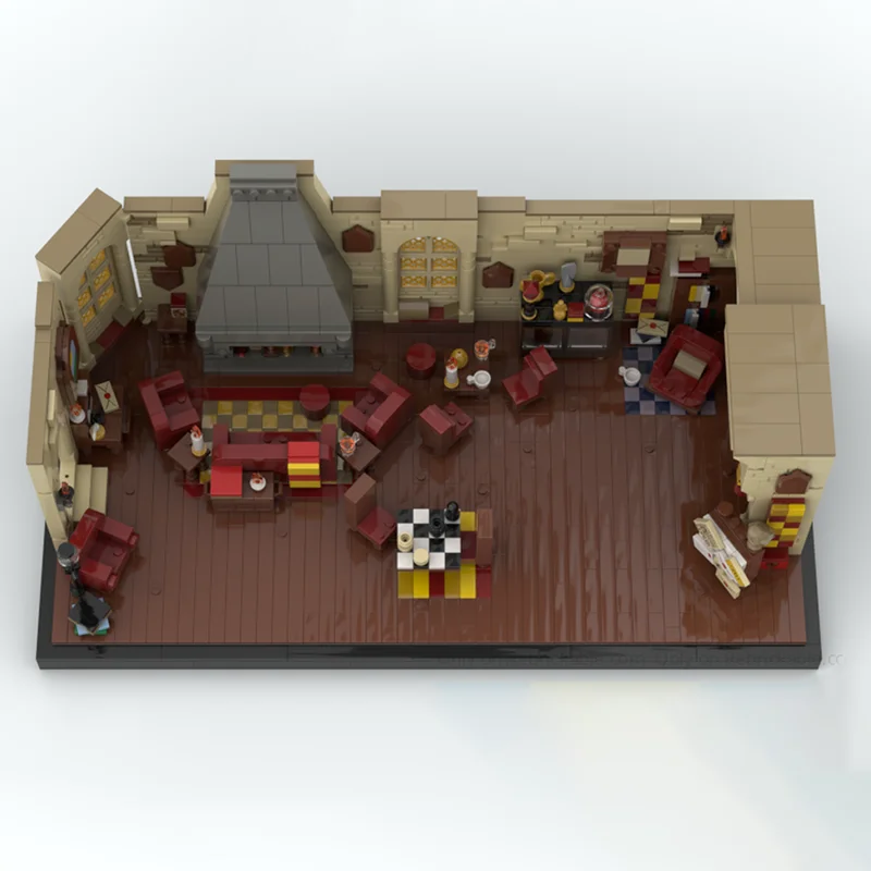 Фото Конструктор Movie Model Moc: Модель «Общая комната» (красный и золотой) – Технологичные кирпичики для самостоятельной сборки, праздничные игрушки №3