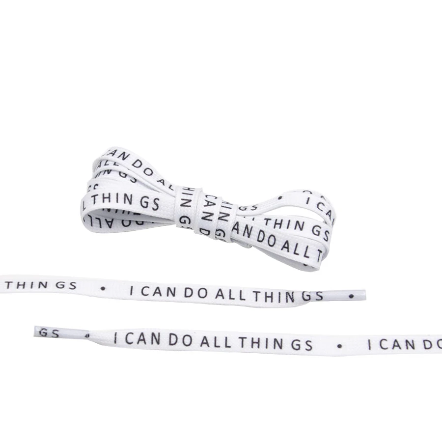 

Coolstring Men Women Sneaker Heat Transfer Print Word White Shoelaces Canvas Flat Shoes Polyester String Customizable Ropes