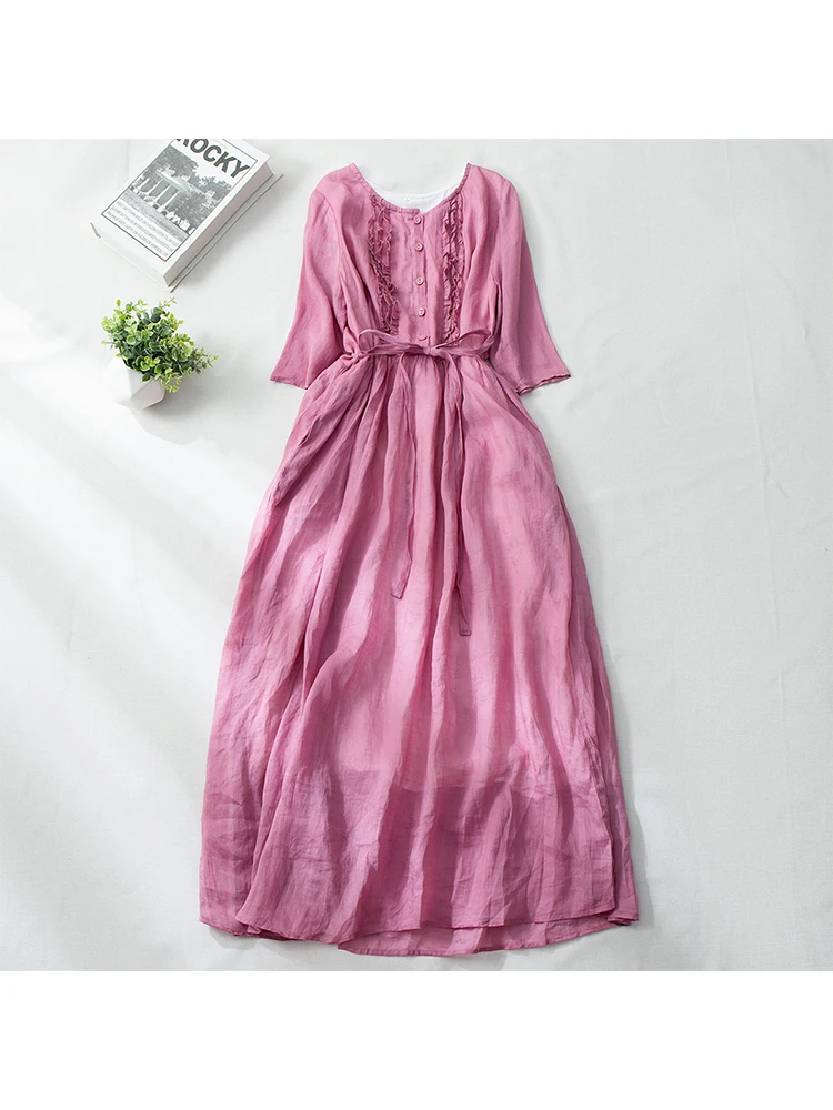 

Элегантное однотонное платье до середины икры во французском стиле с длинным рукавом, женское винтажное классическое офисное платье-трапеция, лето 2023