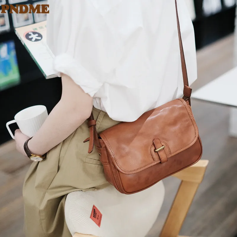 Купи PNDME fashion luxury genuine leather women's shoulder bag top quality natural soft top layer cowhide designer messenger bag за 6,332 рублей в магазине AliExpress