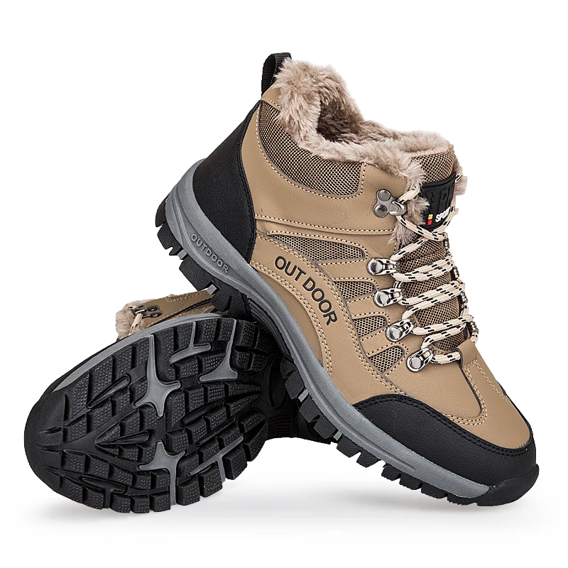 Brand Men's Snow Boots Water-Resistant Hiking Boots for Men Non-slip Winter Outdoor Warm Comfort Camping Backpacking Shoes