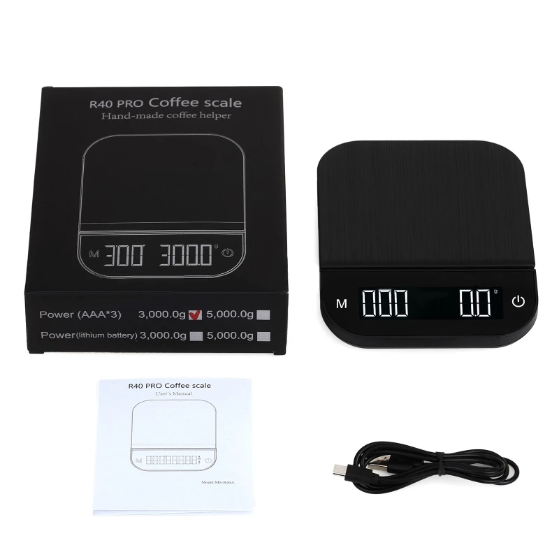 

Coffee Scale with Timer -Digital Multifunction Weighing Scale High Accuracy Pour Over Drip Espresso Scale w/ LCD Display
