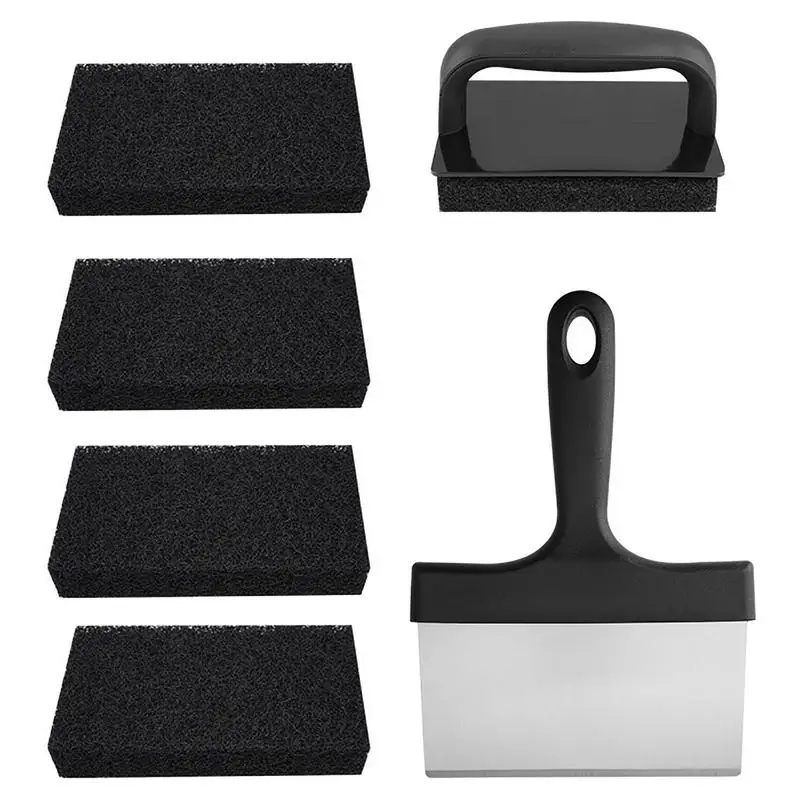 

Набор инструментов для чистки чугуна и плоской поверхности, сверхмощный аксессуар с 4 чистящими насадками, 6 шт., скребок, гриль