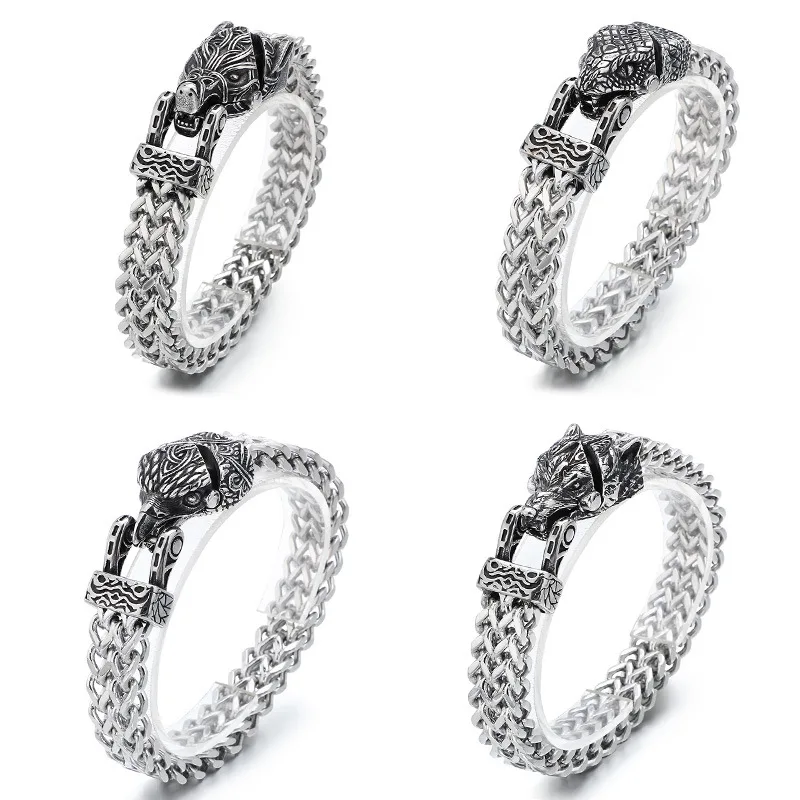 12 мм браслет в стиле панк ретро викинг волк мужской и женский хип-хоп рок