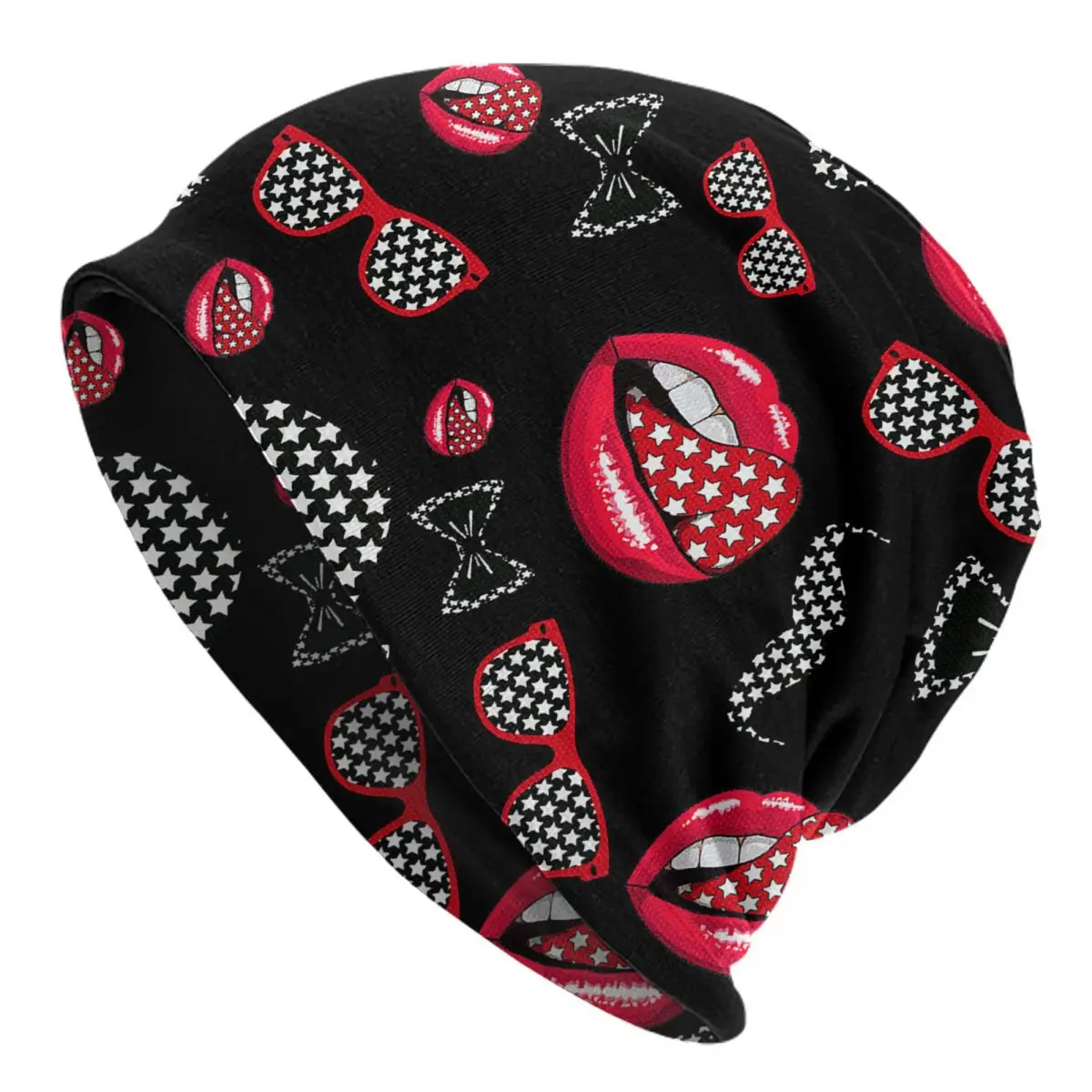 

Retro Lip Skullies Beanies Hats Cartoon Hip Hop Men Women Outdoor Cap Warm Dual-use Bonnet Knitted Hat