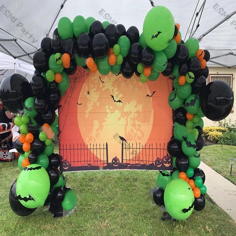 

Воздушные шары для вечевечерние НКИ на Хэллоуин, матовая зеленая, оранжевая, черная гирлянда Балон, арка для украшения атмосферы всех святых