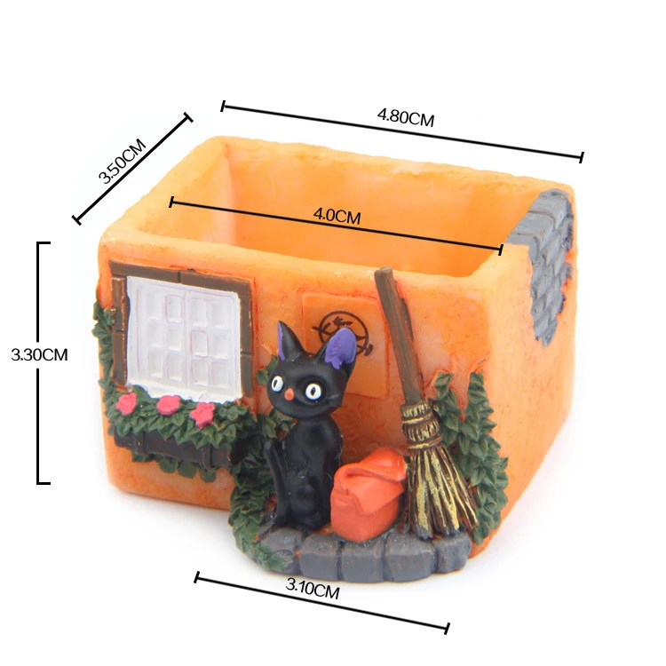 Anime Kiki's Delivery Service Black Cat JiJi Toy Model Micro Landscape Gardening Decoraiton Small Flowerpot | Игрушки и хобби