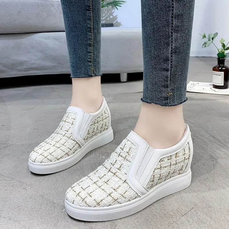 

All-Match Slip On Shoes For Women Round Toe Modis Clogs Platform Casual Female Sneakers Flats Increas Height Slip-on Cross New 2