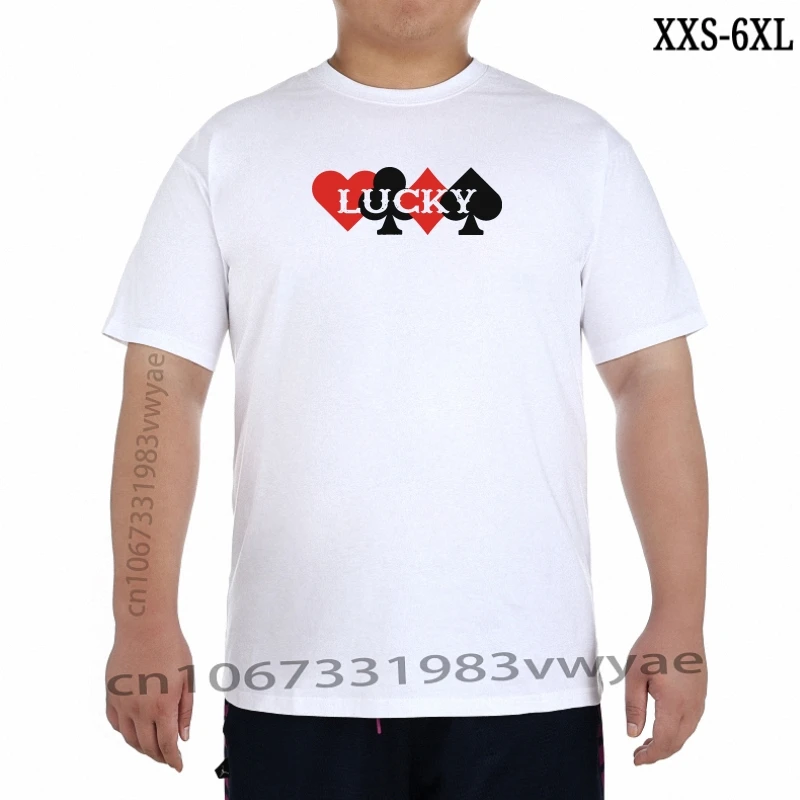 

New Spring HighElastic Cotton LUCKY POKER SUIT GAMBLING CASINO CARDS BLUFF FOLD Men Gray TShirt Summer TShirt XXS-6XL