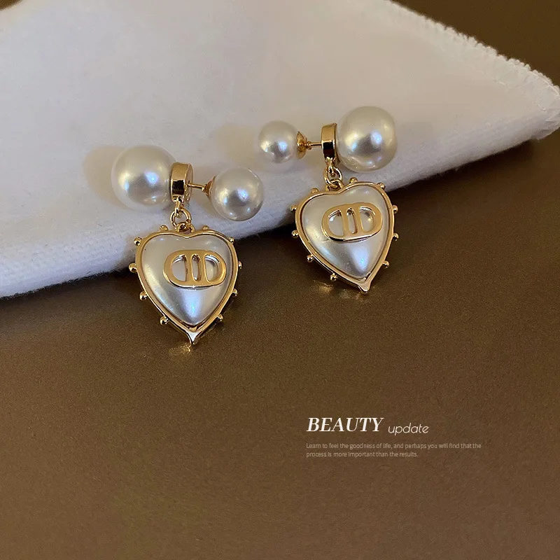 

Heart Shape Pearl Stud Earring Earrings Female Chic Ball Pierce Earring