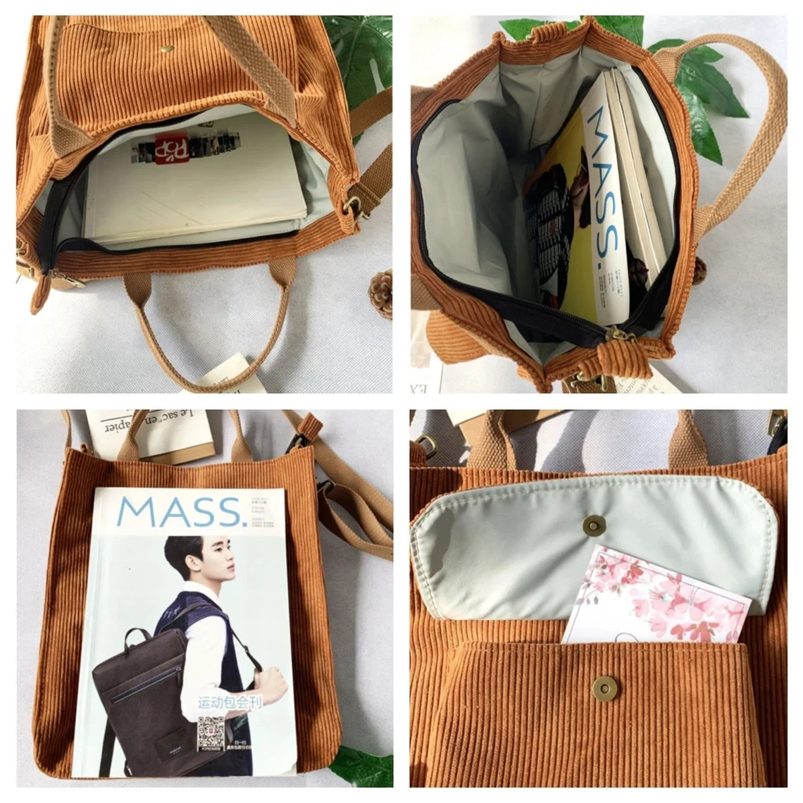 4 Color Corduroy Bag Tote Hand Bag, Women's Shoulder Bag ,Messenger Bag,Casual Bag