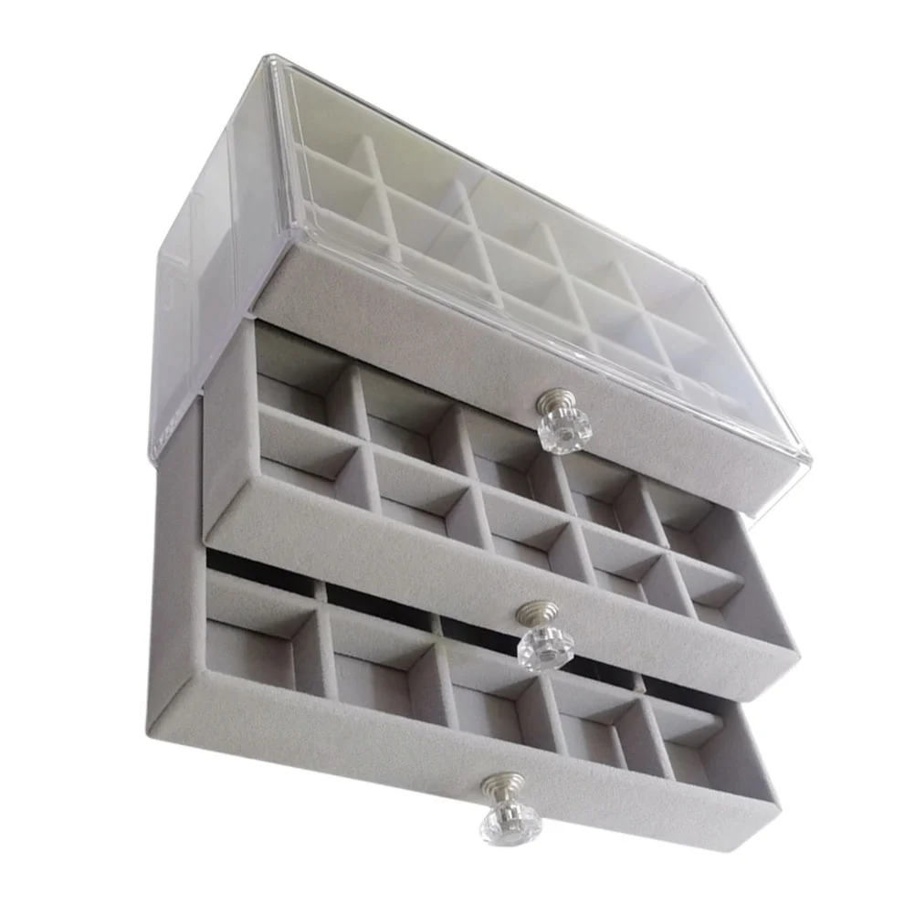 

Clear Container Earrings Portable Jewelry Containers Storage Box Classify Organizer MDF Travel