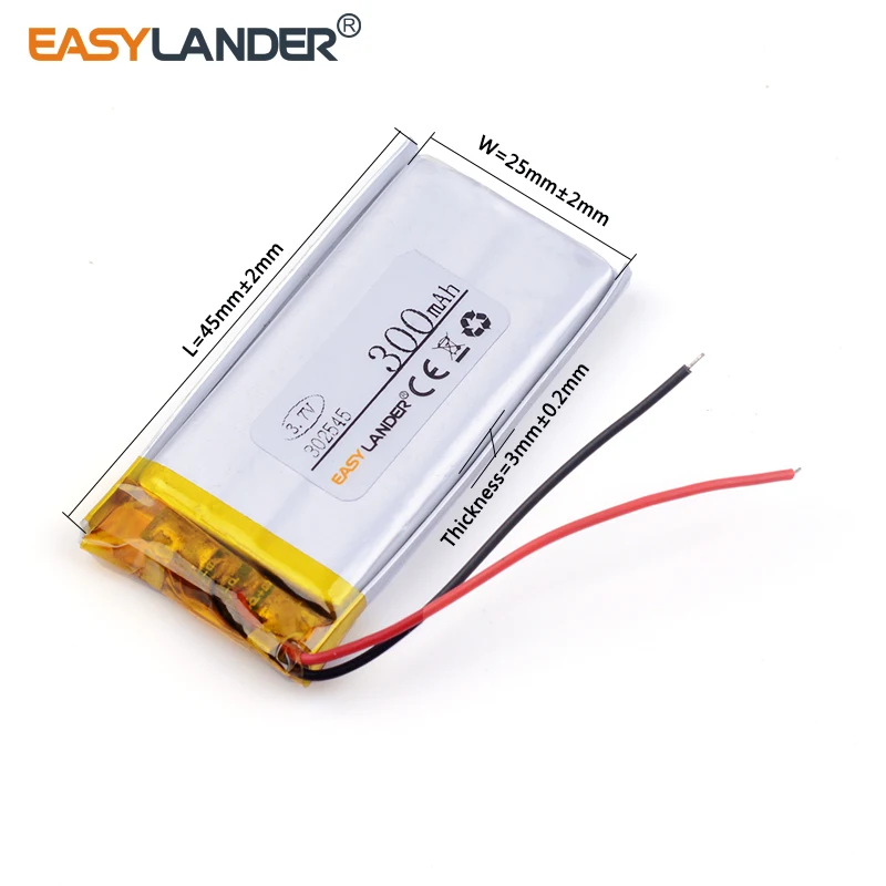 Перезаряжаемая литий-ионная батарея емкостью 300 мАч для специальных динамиков