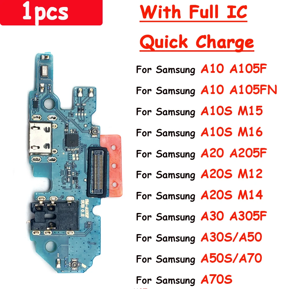 Испытанное Зарядное устройство USB, док-разъем, плата, зарядный порт, гибкий кабель с Micro для Samsung Galaxy A10S M15 A105F A20S M12 A70 A70S