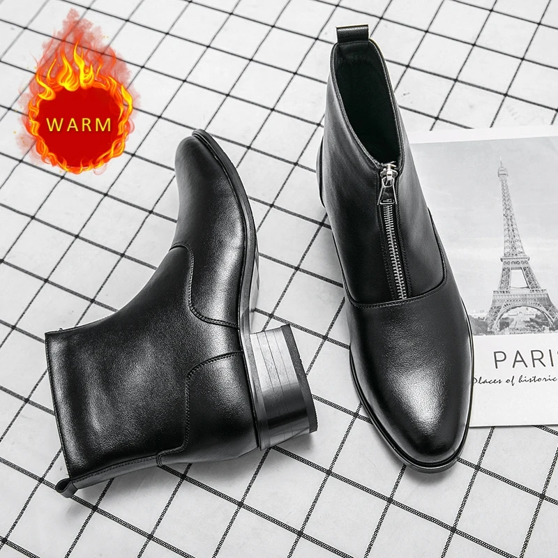 Дизайнерские Брендовые мужские туфли из натуральной кожи модные высокие Мужская