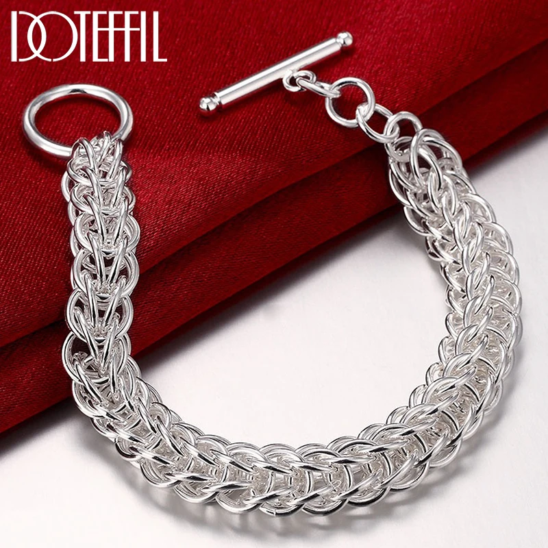 

DOTEFFIL 925 Sterling Silver Multi-circle Bracelet Chain For Woman Man Charm Wedding Engagement Party Fashion Jewelry
