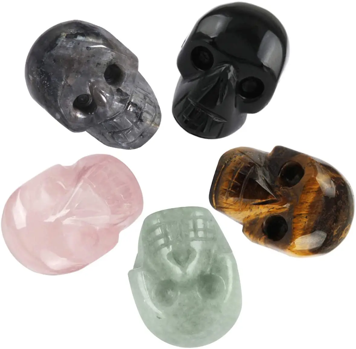 

1 Inch Assorted Crystal Skull Sculpture Hand Carved Gemstone Statue Figurine Collectible Healing Reiki Home Decoration
