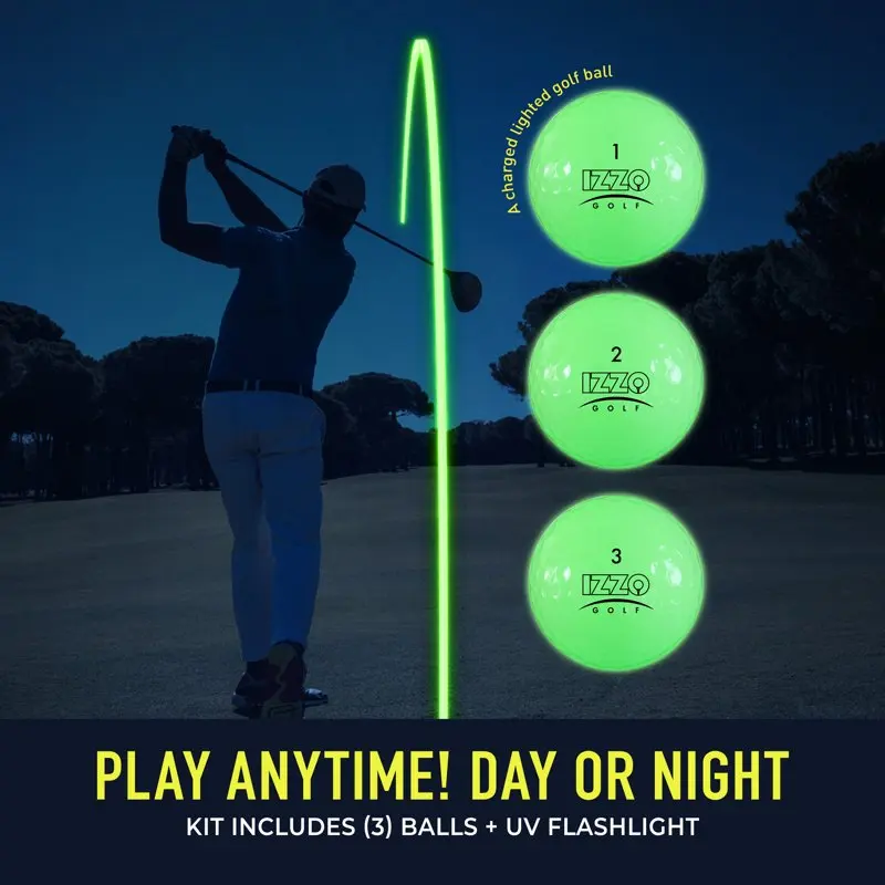 

Высококачественный светящийся в темноте Набор для начинающих мячей для гольфа 24 часа с УФ-фонариком и мячиками для гольфа для ночных игр в гольф