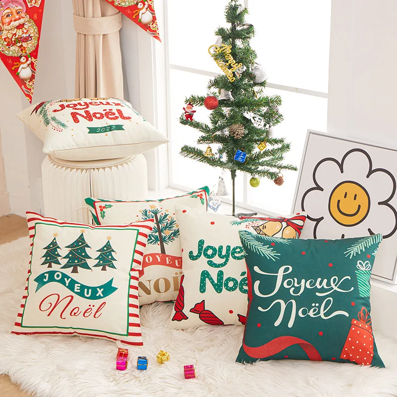 

Рождественская наволочка, льняная наволочка с рождественским принтом, Рождественская елка, прикроватная наволочка, домашний декор, квадратная наволочка для подушки