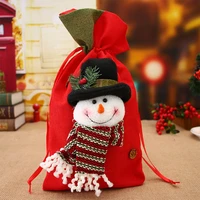3pcs christmas santa sacks bag with drawstring linen xmas gift wrap present storage bag cookies bag merry christmas decorations