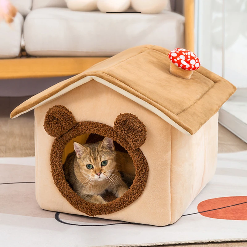 

Cat House Creative Winter Windproof Warm Dog Condo Removable And Washable Small Animal Hide Sleeping Cave Nesk Puppy Pet Kennel