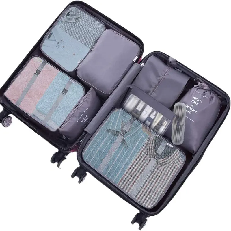 Packing Cubes - 9 PCS Travel Luggage Organizers Set Waterproof Suitcase Organizer Bags Clothes Shoes Cosmetics Toiletries Storag