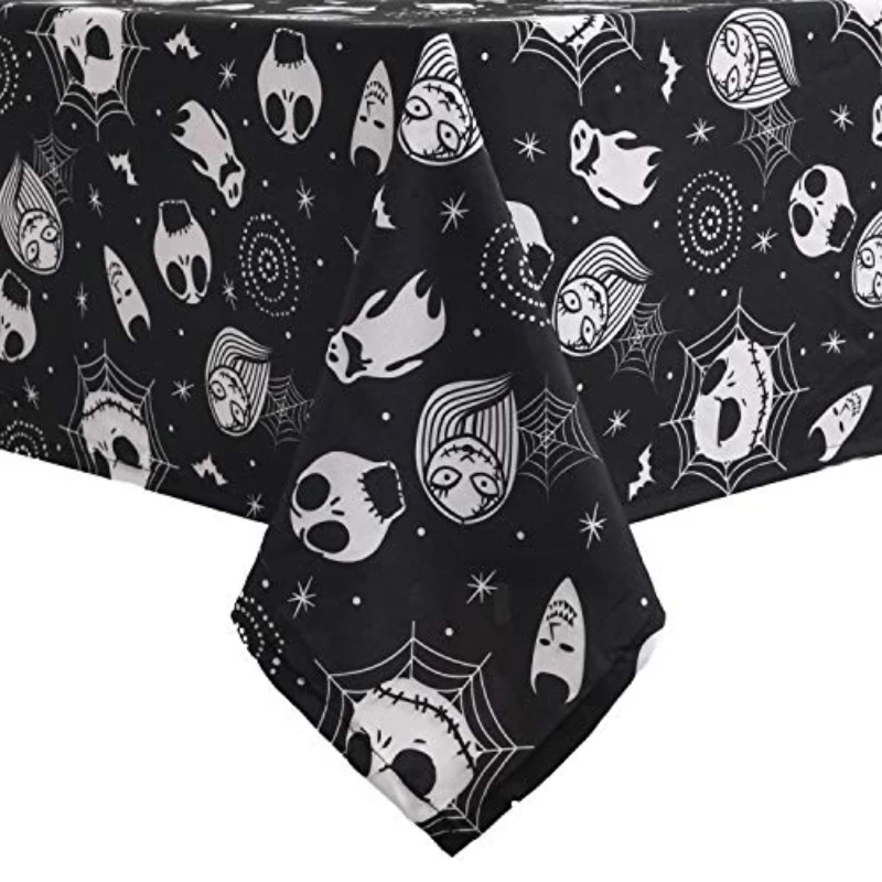 

Женская прямоугольная скатерть, антипятнистая ткань для обеденного стола с рисунком тыквы, черепа