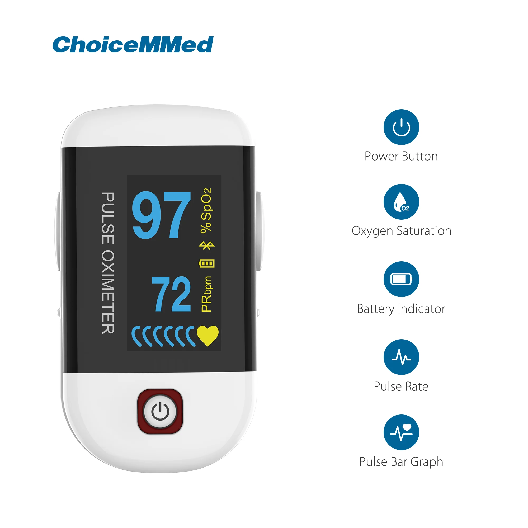 Фото Профессиональный Пульсоксиметр CHOICEMMED MD300C228 OLED с Bluetooth №2