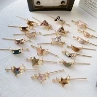 square oval shape alloy women hair sticks metal hollow geometric triangle hairpins ponytail holder clamp women headwear
