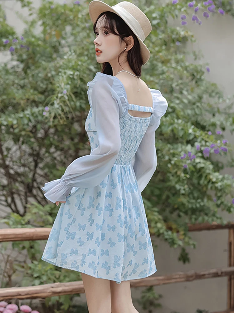 Женское короткое жаккардовое платье Элегантное повседневное шифоновое с