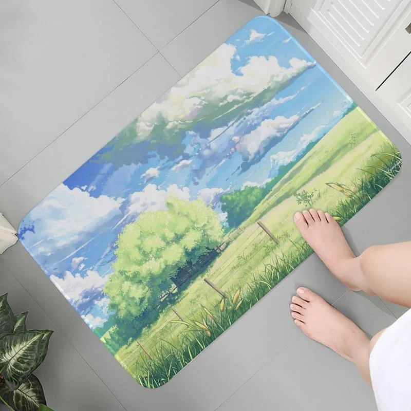 

Floor Rug Bathroom Flannel Entrance Doormat Carpet Mats Soft Anime Kid Room Anime Landscape Lounge Rug Mat bedside Bath Mats 1