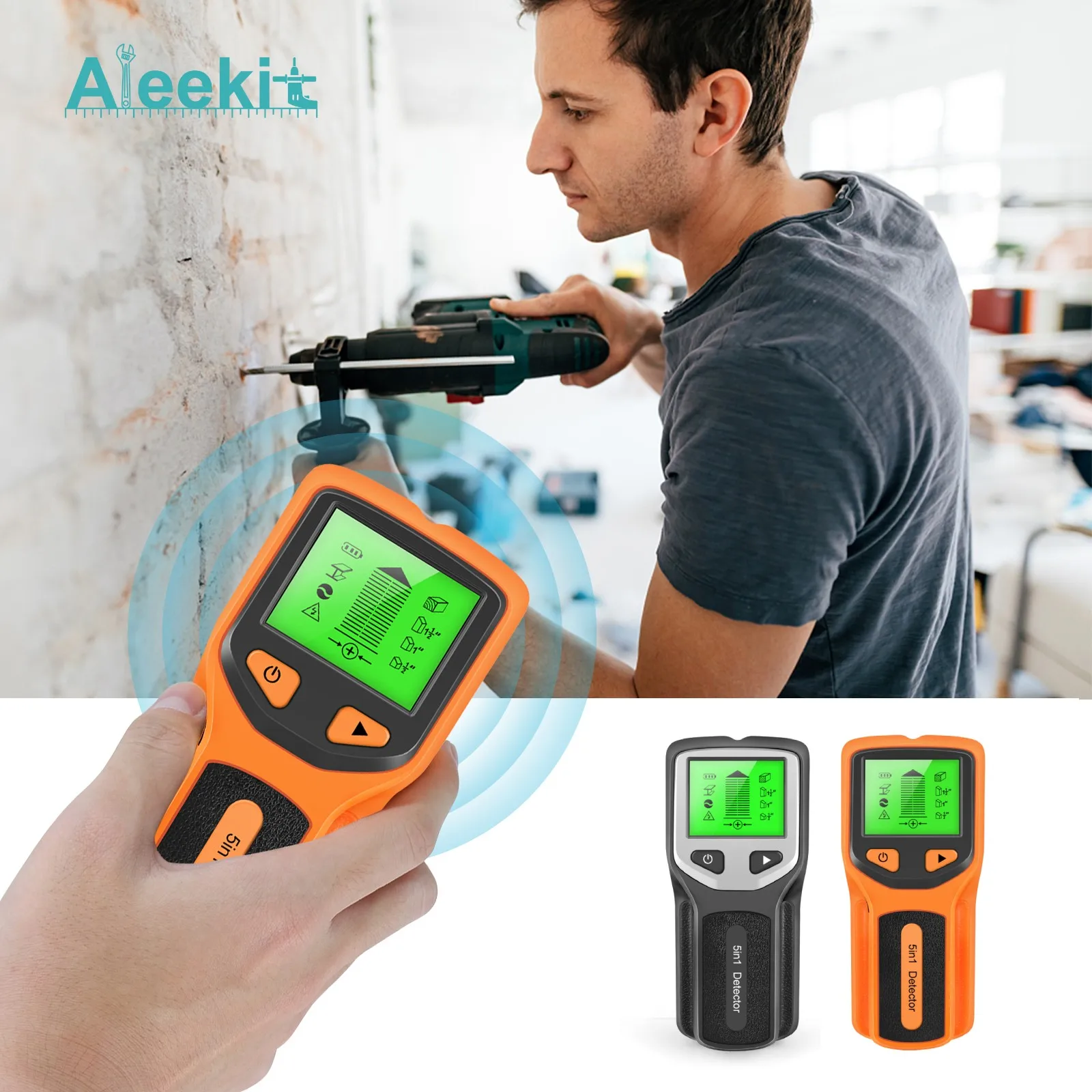 

5 In 1 Metal Detector Multifunctional Wall Detector Find Metal Wood Studs AC Voltage Live Wire Electric Box Finder Wall Scanner