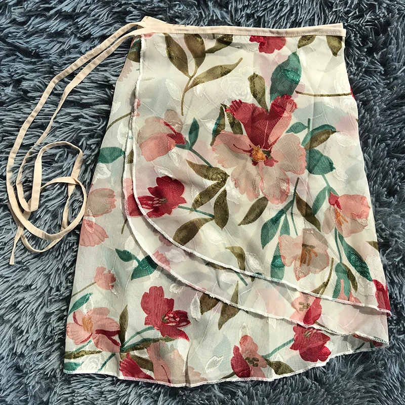 

Юбка балерины для взрослых женщин, юбка А-силуэта, балетное платье для тренировок, шифоновая танцевальная юбка с принтом, юбка с вышивкой