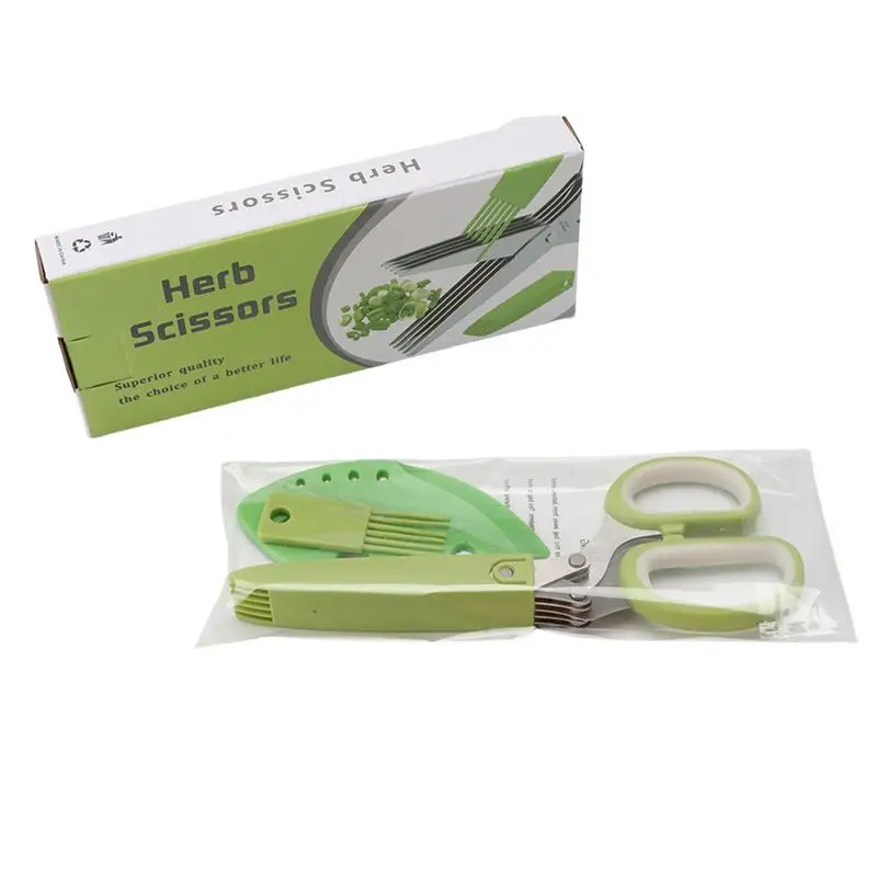 

Kitchen Herb Scissors 4 Packs Herb Scissors Set Stainless Steel 5 Blade Kitchen Scissors Peelers For Kitchen For Chopping Chive