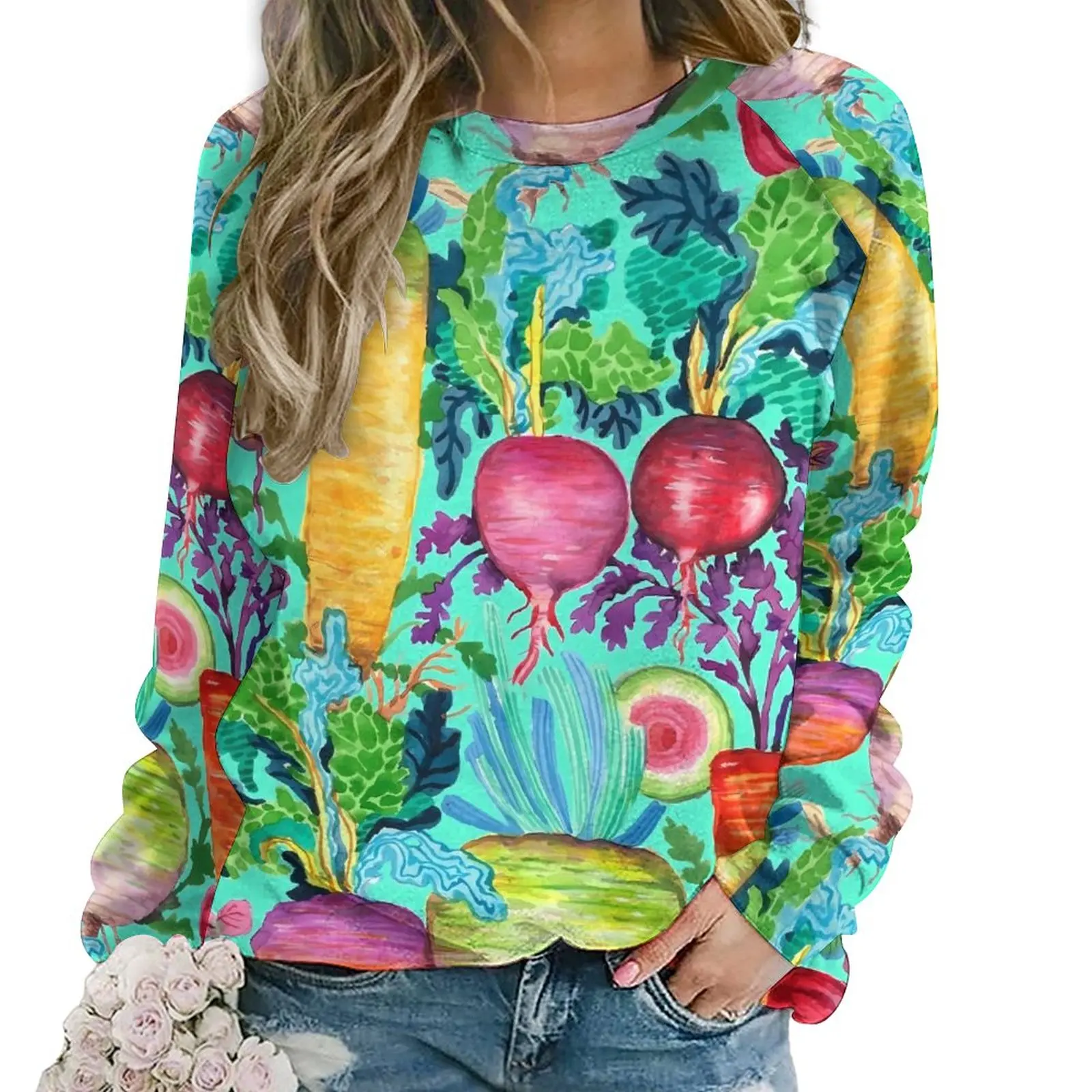 

Colorful Radishes Hoodies Women Long Sleeve Vegetable Print Y2k Casual Hoodie Hot Autumn Hip Hop Oversize Graphic Sweatshirts