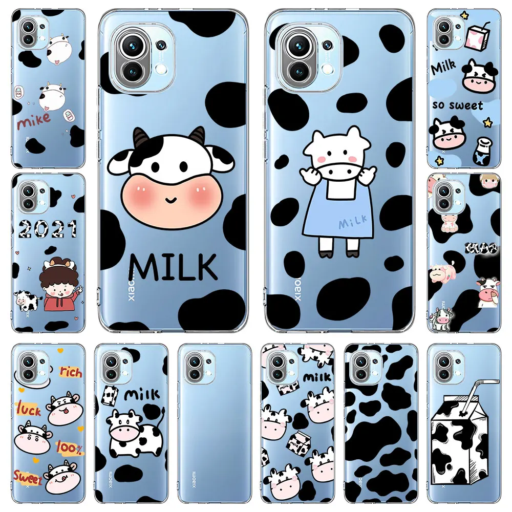 

Cute Cow Print Cows Gift Phone Case For Xiaomi Poco X3 NFC M3 F3 GT Mi 11 Ultra Lite 5G 11T 11X Pro 11i Soft Clear Cover Coque
