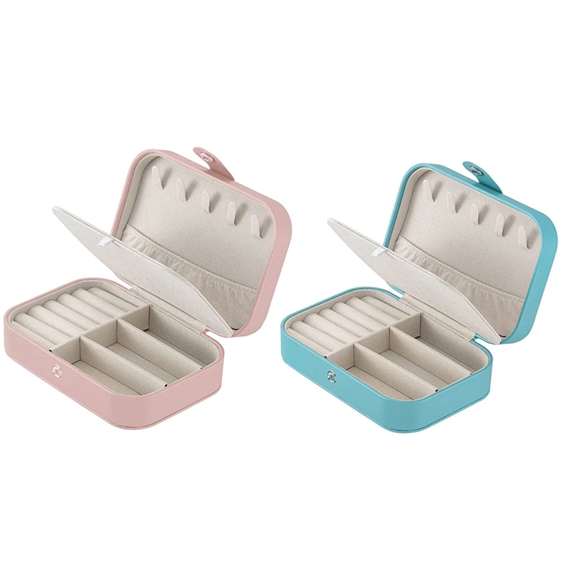 

Portable Jewelry Box Small 2-Layer Travel Jewelry Organizer PU Leather Display Storage Case