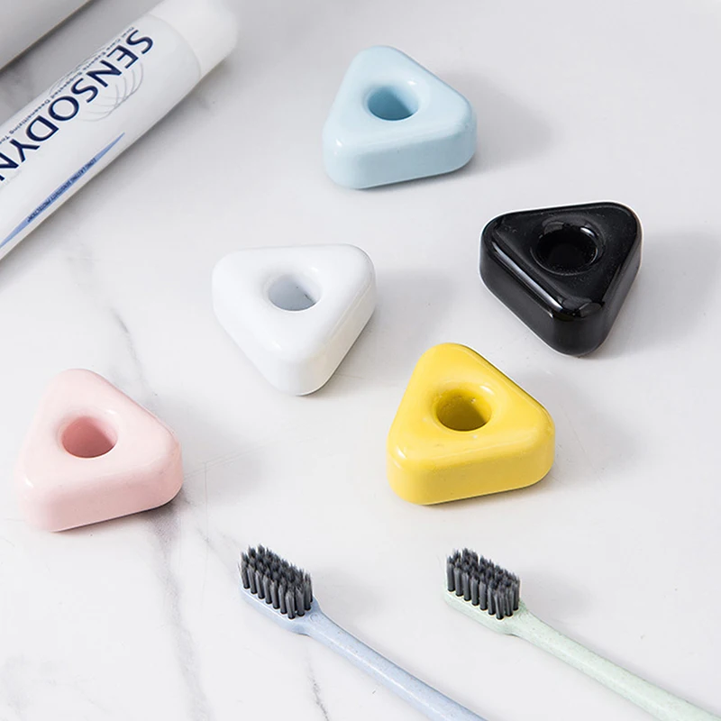 

Ceramic Toothbrush Holder Home Multifunctional Triangular Toothbrush Base Frame Storage Rack Bathroom Shower Tooth Brush Stand