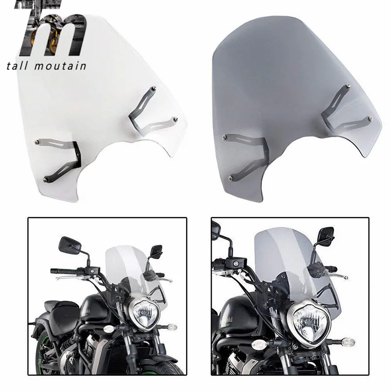 

Motorcycle Windscreen Windshield with Bracket For KAWASAKI Vulcan S 650 EN650 VN650 Cafe 2015 2016 2017 2018 2019 2020 Clear New