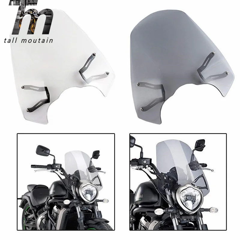 Motorcycle Windscreen Windshield with Bracket For KAWASAKI Vulcan S 650 EN650 VN650 Cafe 2015 2016 2017 2018 2019 2020 Clear New