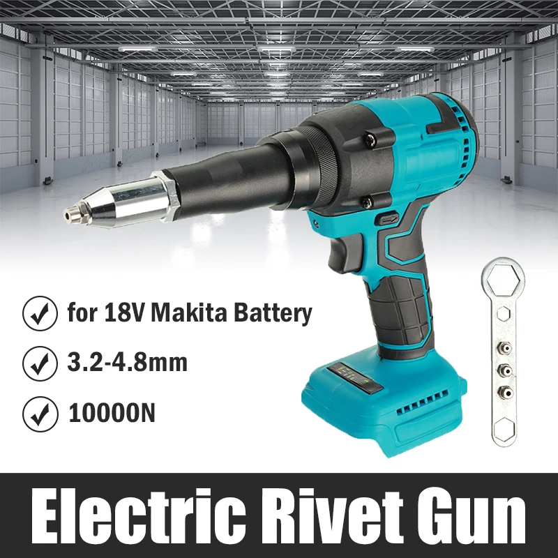 Brushless Cordless Electric Nail Gun 3.2mm-4.8mm Rivet Gun 10000N Household Power Tools with LED Light for Makita 18V Battery