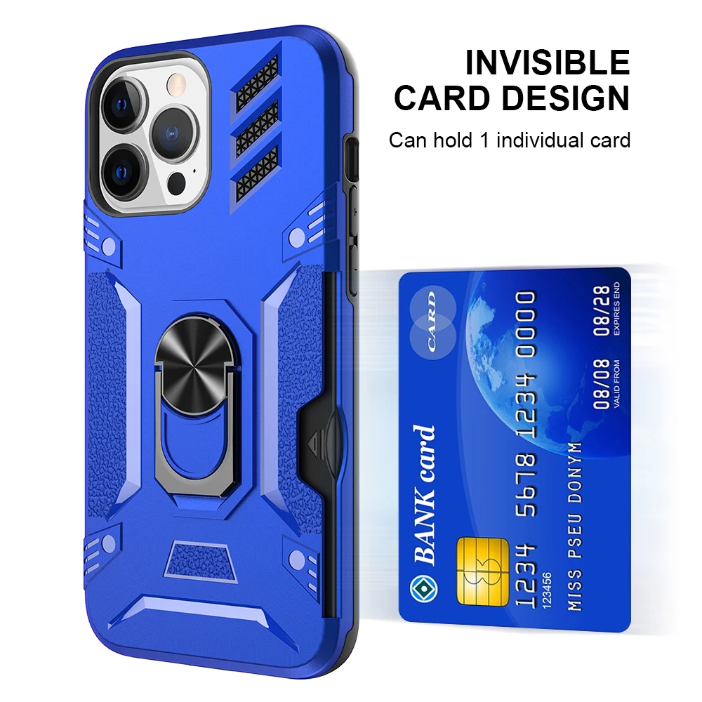 

2 In 1 Mobile Phone Case Card Iphone 13promax Car Magnetic Bracket Back Clip Suitable For Iphone 12 Anti-Fall Protective Cover