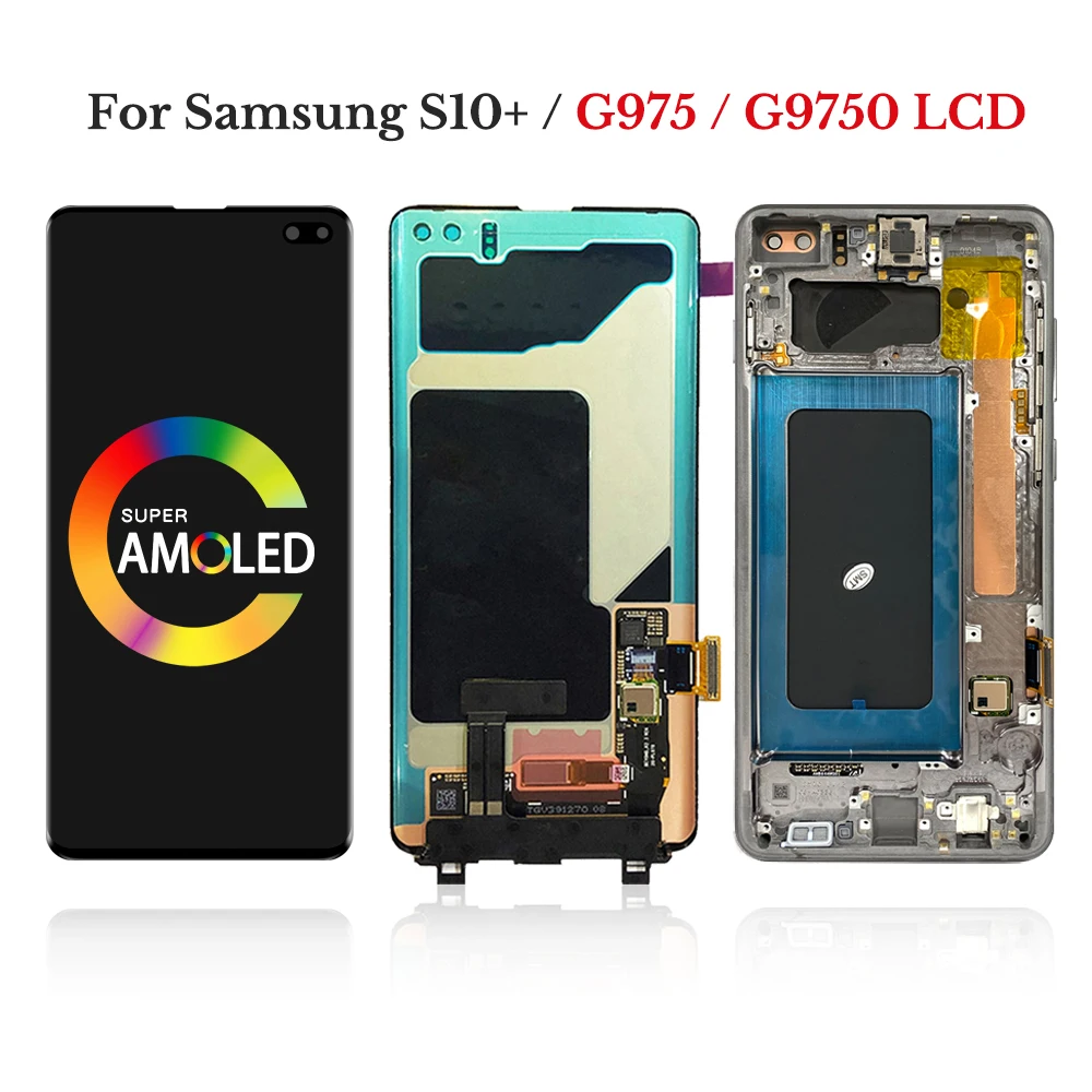 Cena 100% Oryginalny S10 LCD Z Ramką Do Samsung Galaxy S10 Plus G975fd G975F G975 Wyświetlacz Lcd S10 G973 G973F Ekran Dotykowy Digitizer