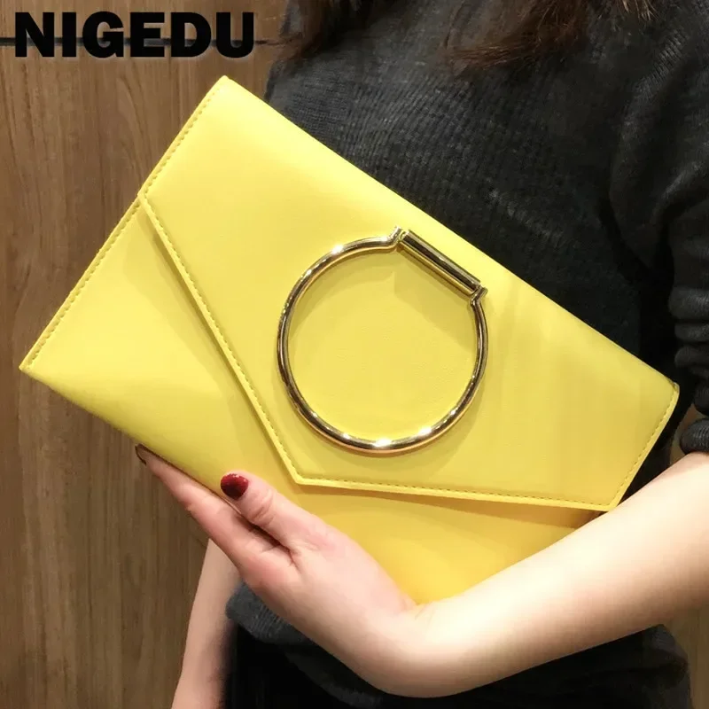 

Leather Circular Clutches Handbag Bag Pu Bolsas Female For Ring Small Bag Crossbody Women Envelope Shoulder Messenger Ladies