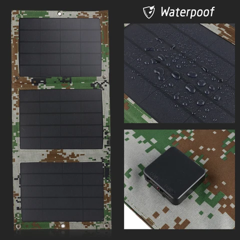 Складная солнечная панель с двумя USB-портами, 5 В, 100 Вт, уличное водонепроницаемое зарядное устройство для солнечной панели, мобильное зарядное устройство с кабелем 4 в 1